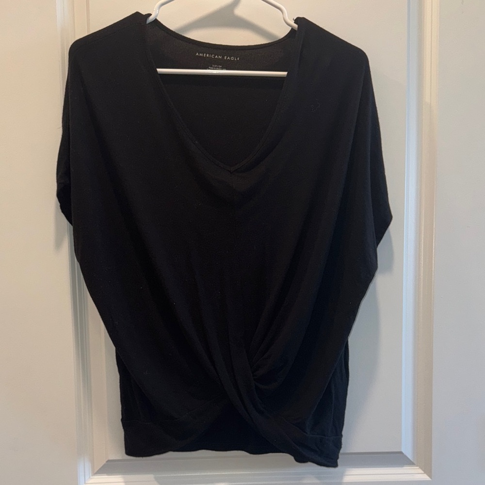 American Eagle Outfitters Black Twist Front Blouse